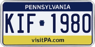 PA license plate KIF1980