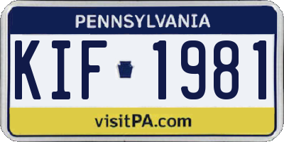 PA license plate KIF1981