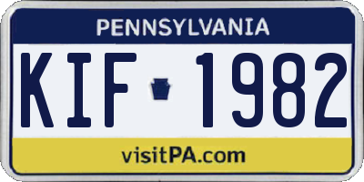 PA license plate KIF1982