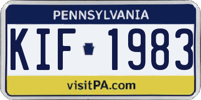 PA license plate KIF1983