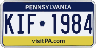 PA license plate KIF1984