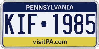 PA license plate KIF1985