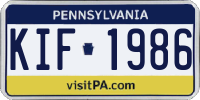 PA license plate KIF1986