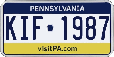 PA license plate KIF1987