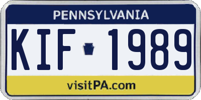 PA license plate KIF1989