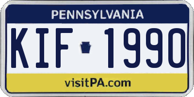 PA license plate KIF1990