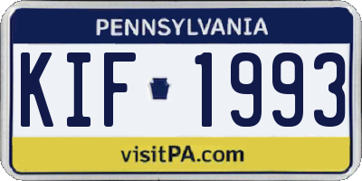 PA license plate KIF1993