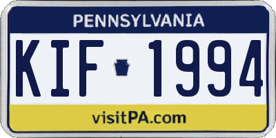 PA license plate KIF1994