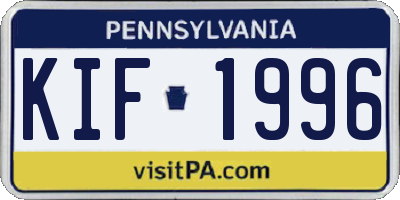 PA license plate KIF1996