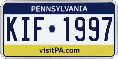 PA license plate KIF1997