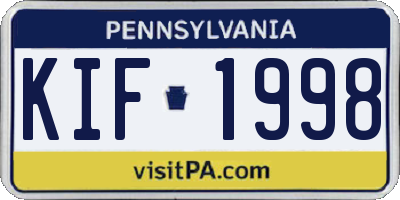 PA license plate KIF1998