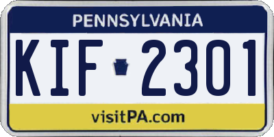 PA license plate KIF2301