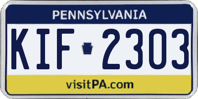 PA license plate KIF2303