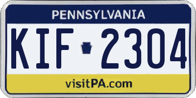 PA license plate KIF2304