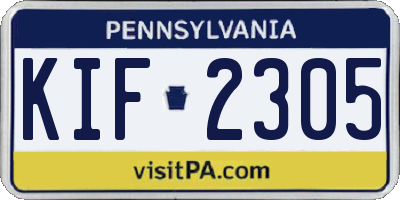 PA license plate KIF2305