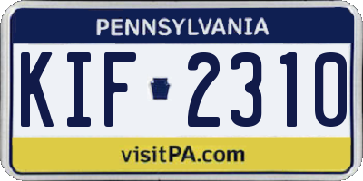 PA license plate KIF2310