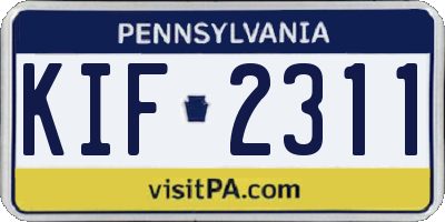 PA license plate KIF2311
