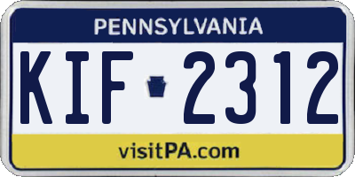 PA license plate KIF2312