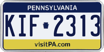 PA license plate KIF2313