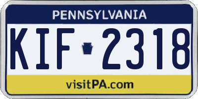 PA license plate KIF2318