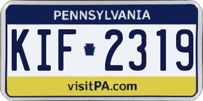 PA license plate KIF2319