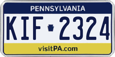 PA license plate KIF2324