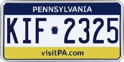 PA license plate KIF2325