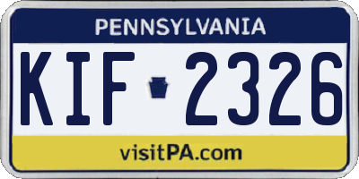 PA license plate KIF2326