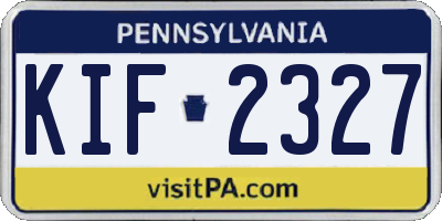 PA license plate KIF2327