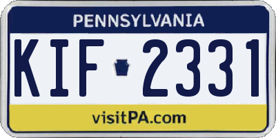 PA license plate KIF2331