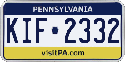 PA license plate KIF2332