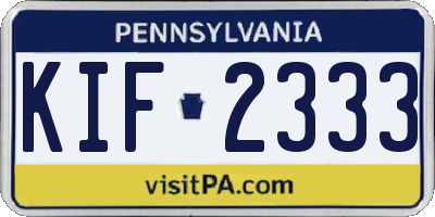 PA license plate KIF2333