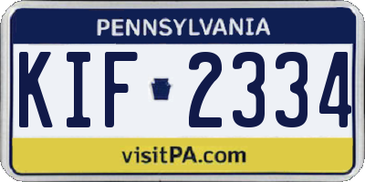 PA license plate KIF2334