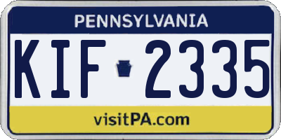 PA license plate KIF2335