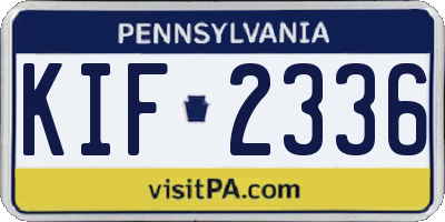 PA license plate KIF2336