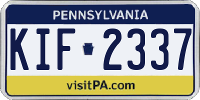 PA license plate KIF2337