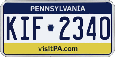 PA license plate KIF2340