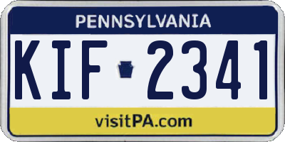PA license plate KIF2341