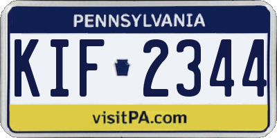 PA license plate KIF2344