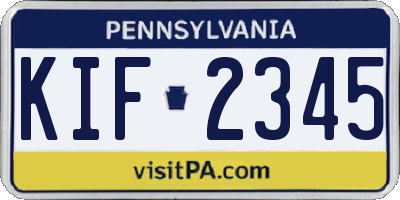 PA license plate KIF2345