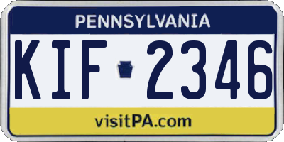 PA license plate KIF2346