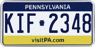 PA license plate KIF2348