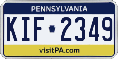 PA license plate KIF2349