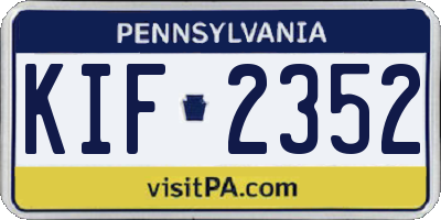 PA license plate KIF2352