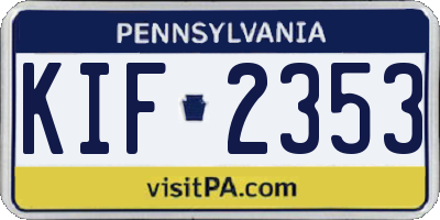 PA license plate KIF2353