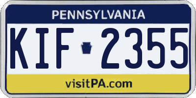 PA license plate KIF2355