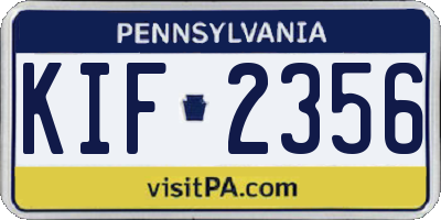PA license plate KIF2356
