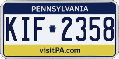 PA license plate KIF2358