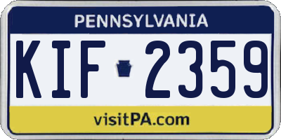 PA license plate KIF2359