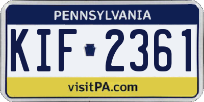 PA license plate KIF2361
